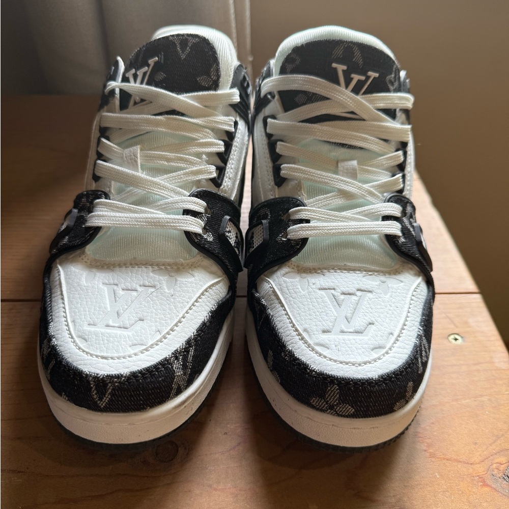 COPY LV Black and White Men's Sneakers - Picture 3 of 5